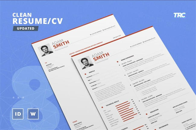 干净的简历模板下载 Clean Resume Cv Template Volume 8