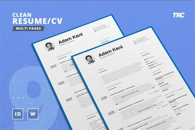 干净简历模板 Clean Resume Cv Template Volume