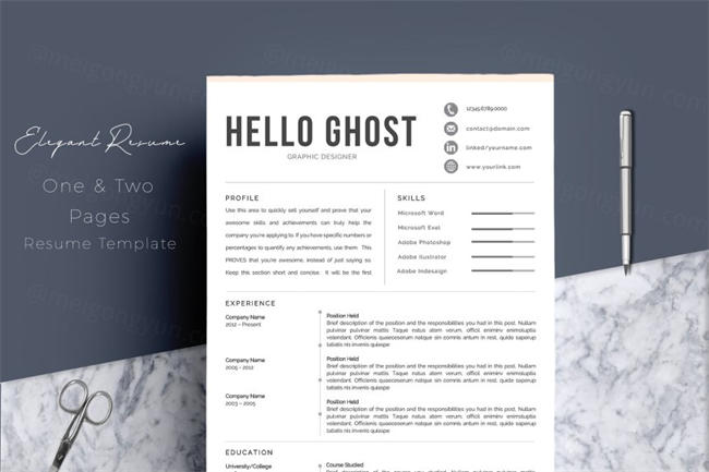 创意简历模板 4 Pages Creative Resume Template