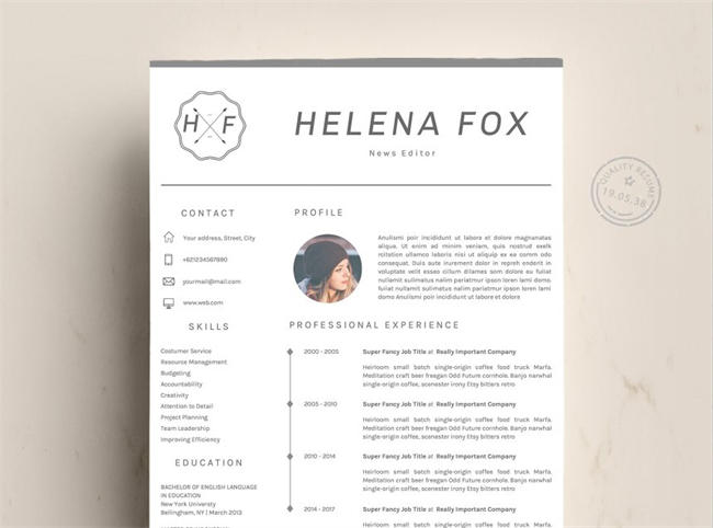 清晰的简历模板 Resume Template  Clarity