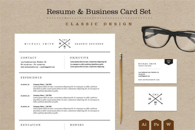 高级个性简历名片模板 Classic Business Card Pack