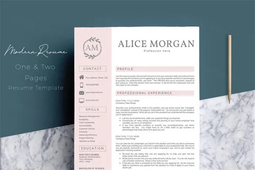 时尚简历模板 2 Pages Word Resume Template