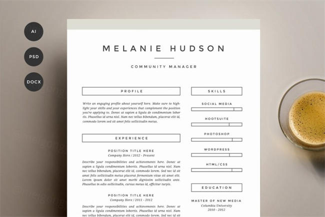 简单简历模板下载 Resume Template 4 Pack CV Template