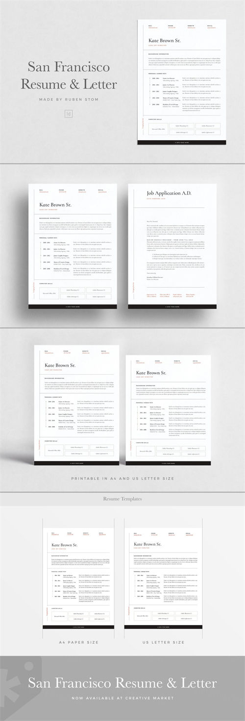 极简主义简历模板 San Francisco Resume amp;amp; Letter