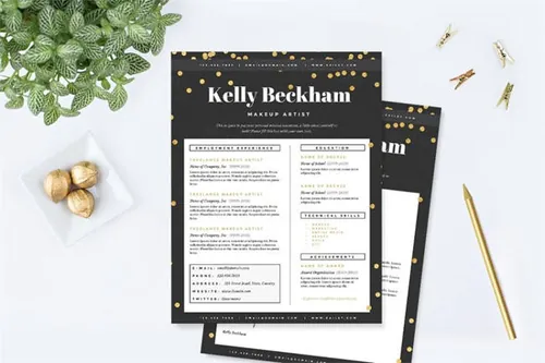 闪闪发光的金色简历模板 Sparkling Gold Resume Template Pkg