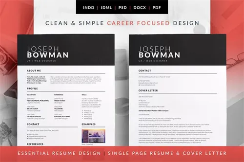 时尚简历模板 Joseph – Essential Resume