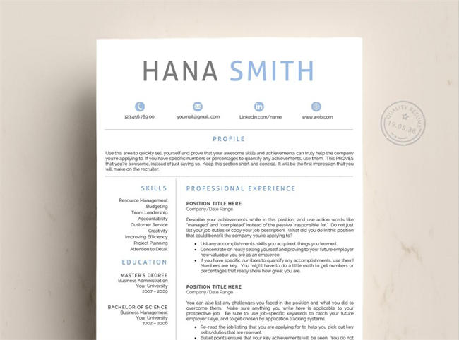 简历设计模板 Resume Template CV Word