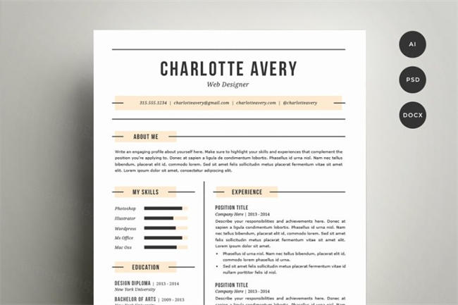 专业简历模板 Resume Template 4 Pack  CV Template
