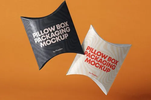 漂浮的枕盒包装样机 Psd Pillow Box Packaging Mockup 2