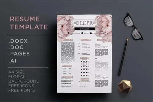 花卉简历模板 Floral CV template