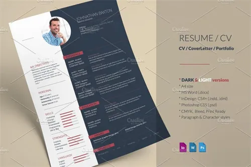 商业风格个人简历设计模板 Resume CV
