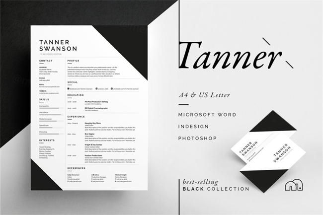 简单专业简历模板 Tanner – Resume CV