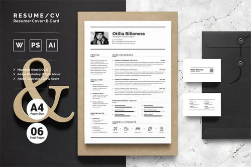 高端专业简历模板 Resume CV-Otilia Bilionera