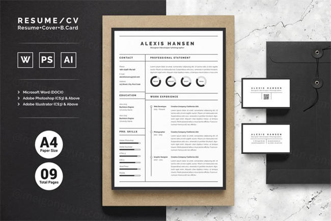 专业个性简历模板 Resume CV-Alexis Hansen