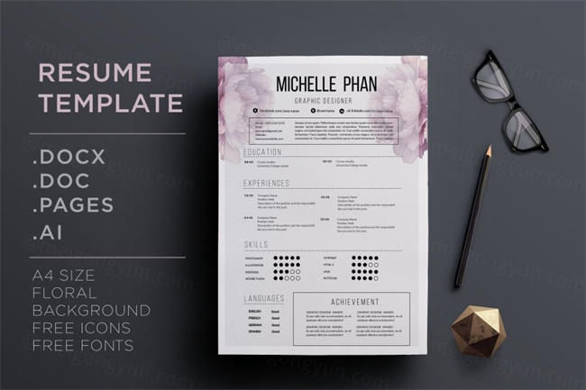 时尚简历模板 CV template   cover letter