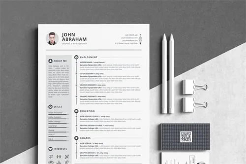 专业干净的简历模板 ResumeCV-John Abraham