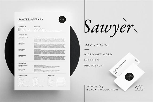 时尚极简主义简历模板 Sawyer – Resume CV