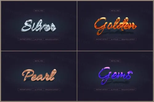 高品质金属风格矢量3D立体文字素材模板