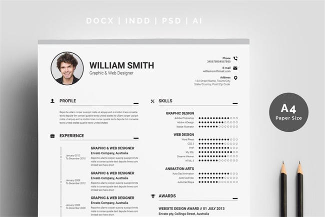 时尚专业的简历模板 Clean Resume Template