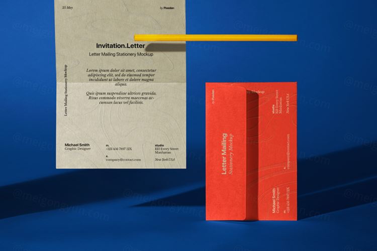 邀请函信笺请柬信封品牌设计提案场景展示样机模板 Letter