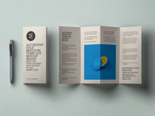 手风琴折叠手册样机模板 Psd Accordion Fold Mockup US A4 v2