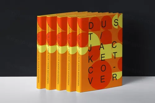 高品质精装书籍防尘套封面设计展示样机模板 Hardcover Jacket Psd Book Mockup