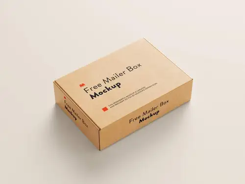 瓦楞纸牛皮纸快递包装盒设计提案样机模板 Mailer Box Mockup 样机模版
