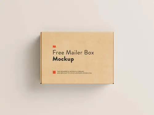 瓦楞纸牛皮纸快递包装盒设计提案样机模板 Mailer Box Mockup 样机模版