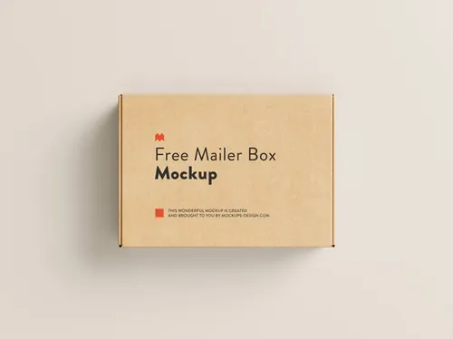 瓦楞纸牛皮纸快递包装盒设计提案样机模板 Mailer Box Mockup