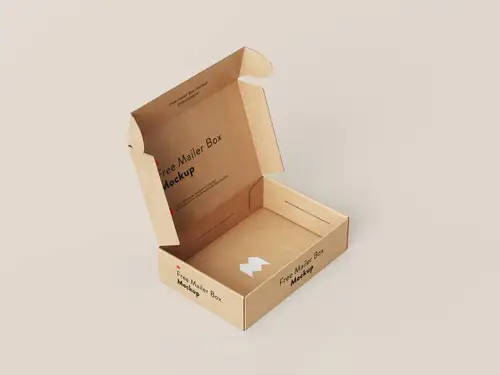 瓦楞纸牛皮纸快递包装盒设计提案样机模板 Mailer Box Mockup 样机模版