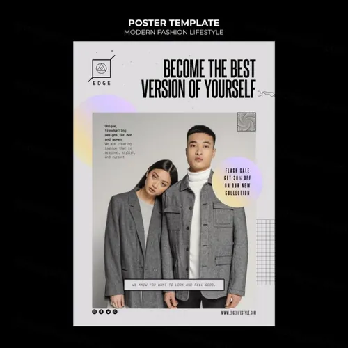 欧美简约现代时尚服装网站宣传单海报PSD模板  Modern fashion lifestyle template