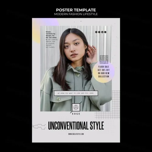 欧美简约现代时尚服装网站宣传单海报PSD模板  Modern fashion lifestyle template