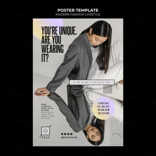 欧美简约现代时尚服装网站宣传单海报PSD模板  Modern fashion lifestyle template