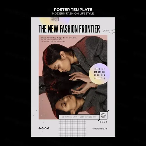 欧美简约现代时尚服装网站宣传单海报PSD模板  Modern