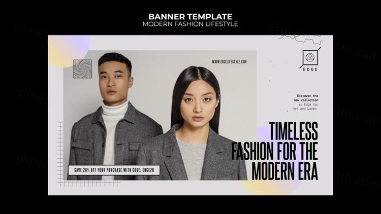 a欧美简约现代时尚服装宣传横幅海报PSD模板 Modern fashion lifestyle template