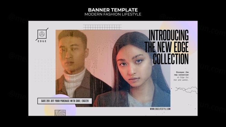 欧美简约现代时尚服装宣传横幅海报PSD模板 Modern fashion lifestyle template