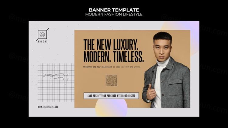 欧美简约现代时尚服装宣传横幅海报PSD模板 Modern fashion lifestyle template