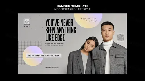 欧美简约现代时尚服装宣传横幅海报PSD模板 Modern fashion lifestyle template