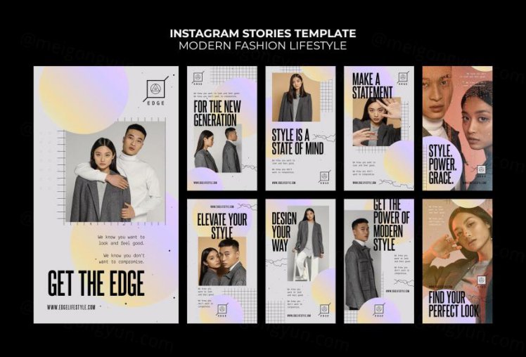 欧美简约现代时尚服装Ins自媒体版式宣传横幅海报PSD模板