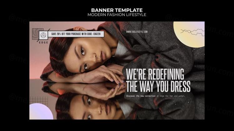 欧美简约现代时尚服装宣传横幅海报PSD模板 Modern fashion lifestyle template