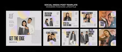 欧美简约现代时尚服装Ins自媒体版式宣传横幅海报PSD模板