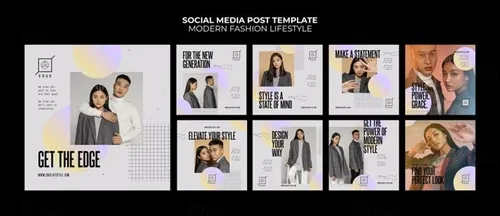 欧美简约现代时尚服装Ins自媒体版式宣传横幅海报PSD模板