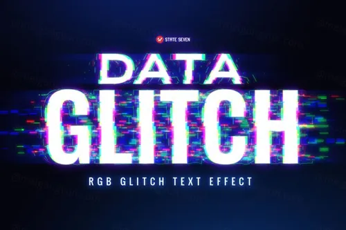 抖音信号数据错乱故障文本字体特效PSD模板免费下载 Free Data Glitch Text Effect