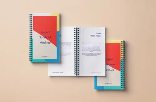 螺旋笔记本模型PSD贴图模板Psd Ringed Paper Notebook Mockup