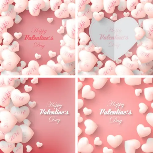 红心气球粉红系情人节/告白日/新婚季/女神节促销矢量海报素材 Valentines Day