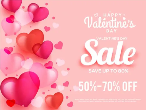 红心气球粉红系情人节/告白日/新婚季/女神节促销矢量海报素材 Valentines Day