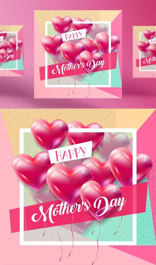 红心气球粉红系情人节/告白日/新婚季/女神节促销矢量海报素材 Valentines Day