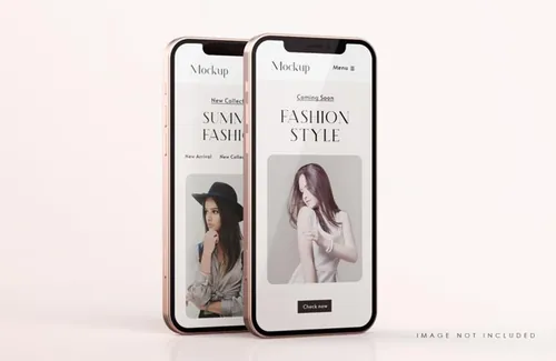 玫瑰金苹果iPhone手机UI设计贴图展示PSD样机模板