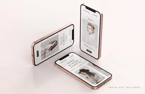 玫瑰金苹果iPhone手机UI设计贴图展示PSD样机模板