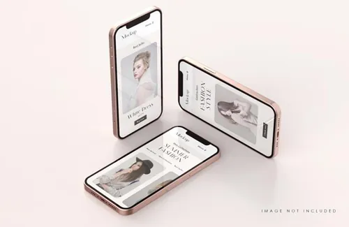 玫瑰金苹果iPhone手机UI设计贴图展示PSD样机模板